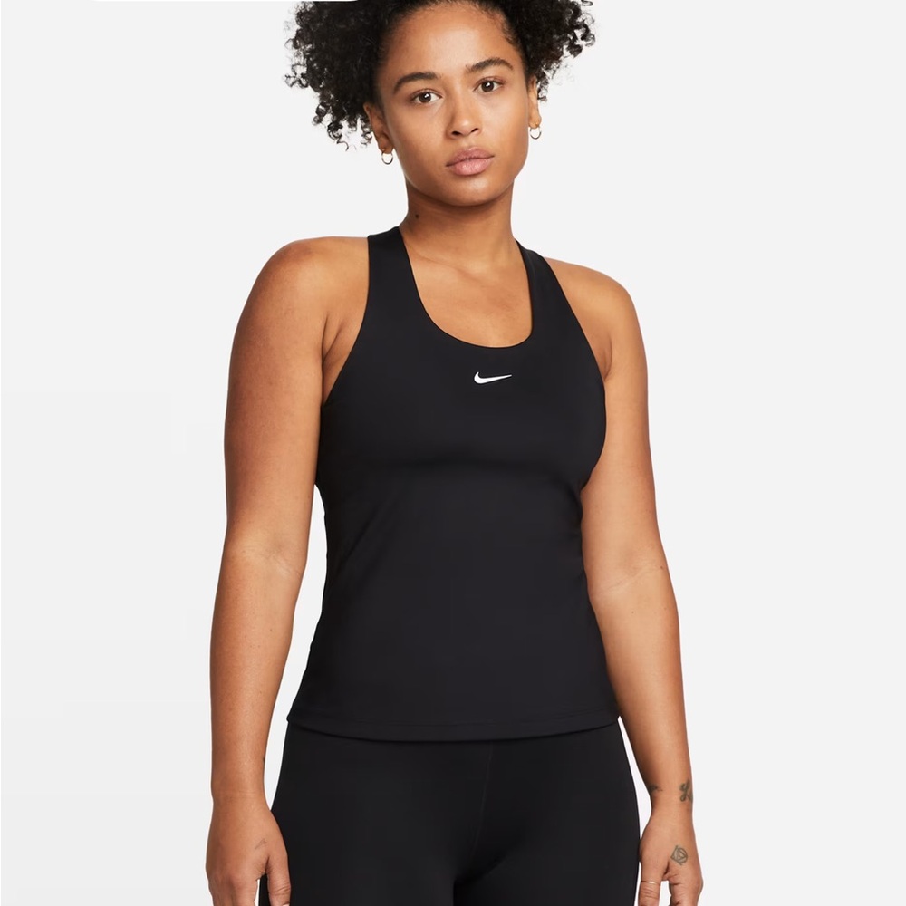 Nike Black Racerback Tank with White Swoosh - Picture 2 of 6